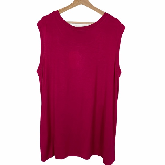 New BLUE ILLUSION Women's X Large 'Lipstick' Top Tunic Tank Fuchsia Pleats - Picture 2 of 7